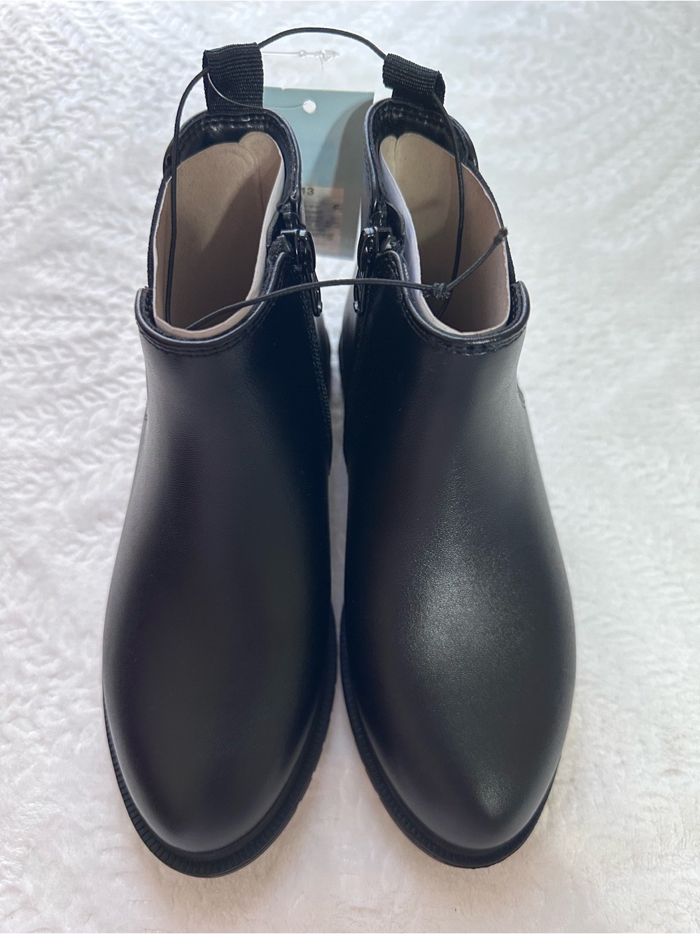 Cat & Jack Unisex Kids Chelsea Ankle Boots Black Faux Leather Side Zip 13
